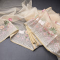 Organza Cream Traditional Thread Work Saree
