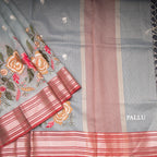 Kota Sky Blue Stylish Thread Work Saree With Zari Border