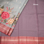 Kota Sky Blue Stylish Thread Work Saree With Zari Border