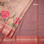 Kota Peach Stylish Thread Work Saree With Zari Border