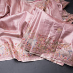 Fancy Silk Rose Pink Traditional Thread Work Saree