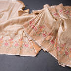 Fancy Silk Light Copper Stylish Thread Work Saree