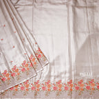 Fancy Silk Cream Stylish Thread Work Saree