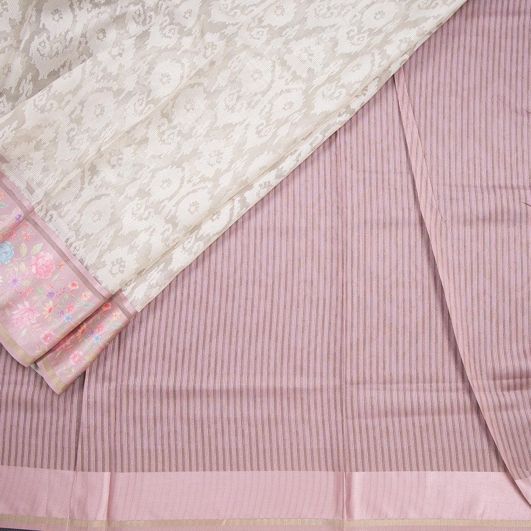 Kora Cream Saree With Satin Border