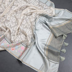 Kora Cream Saree With Satin Border 02