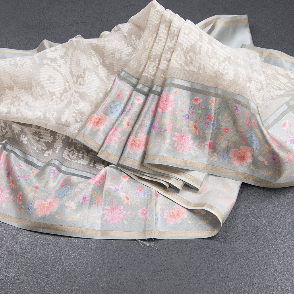 Kora Cream Saree With Satin Border 02