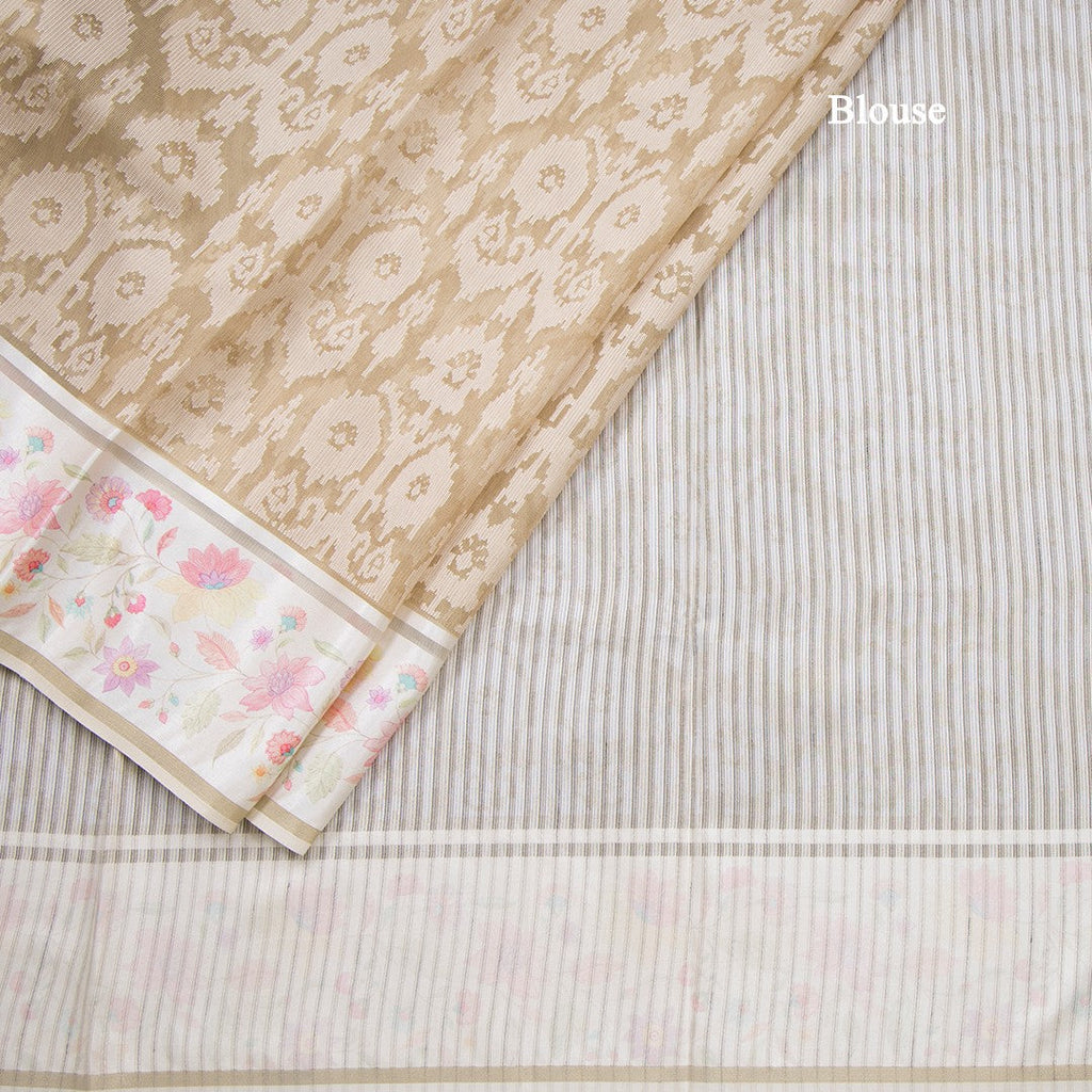 Kora Sandal Saree With Satin Border