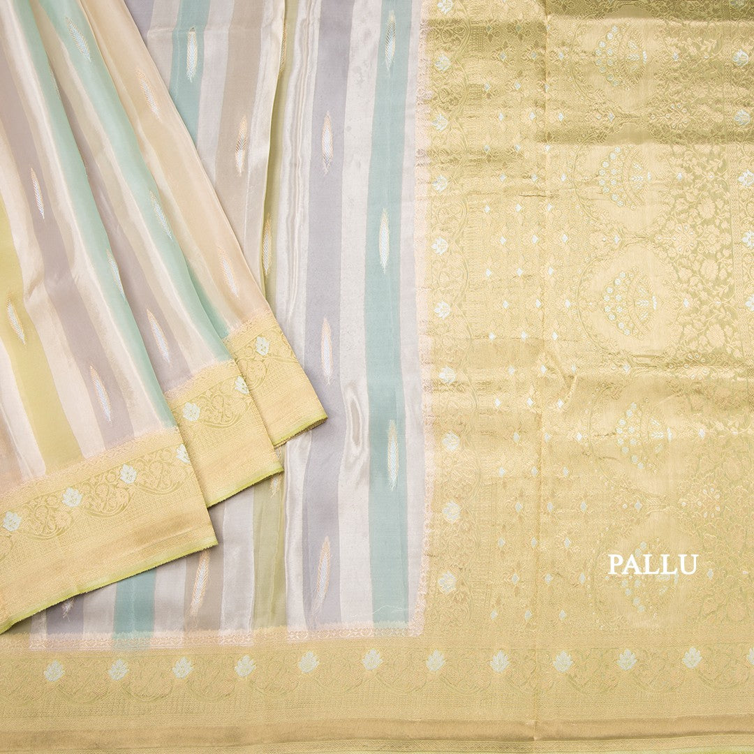 Tissue Banaras Multi Colour Zari Worked Saree 03