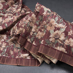 Tussar Dark Maroon Zari Checked Saree With Printed Work