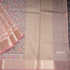 Kota Light Pink Thread Work Saree With Zari Border