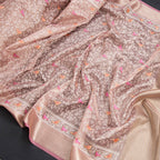 Kota Light Pink Thread Work Saree With Zari Border