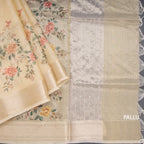 Kota Sandal Floral Printed With Thread Work Saree
