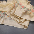 Kota Sandal Floral Printed With Thread Work Saree