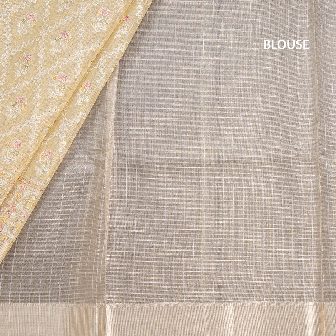 Kota Sandal Thread Work Saree With Zari Border