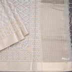 Kota Grey Thread Work Saree With Zari Border