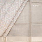 Kota Grey Thread Work Saree With Zari Border