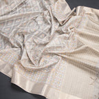 Kota Grey Thread Work Saree With Zari Border