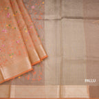 Tissue Kota Orange Thread Work Saree With Zari Border