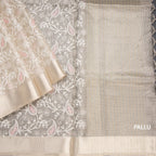 Tissue Kota Cream Thread Work Saree With Zari Border 03