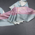 Raw Silk Onion Pink Stripes Printed Saree With Zari Checks Border