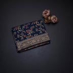 Banaras Navy Blue Floral Zari Worked Saree