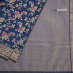 Banaras Navy Blue Floral Zari Worked Saree