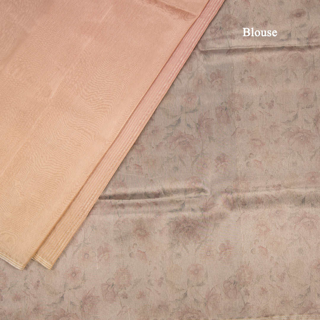 Organza Multi Colour Zari Stripes With Thread Work Saree 02