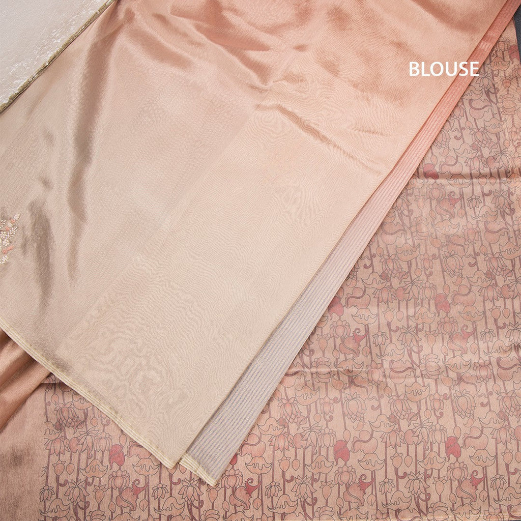 Organza Multi Colour Zari Stripes With Thread Work Saree 07