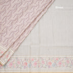 Raw Silk Light Brown Printed Saree With Floral Border - Kumaran Silks