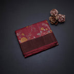 Pure Tussar Maroon Floral Printed Saree 03
