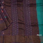 Pure Tussar Dark Purple Printed Saree