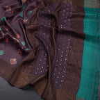 Pure Tussar Dark Purple Printed Saree