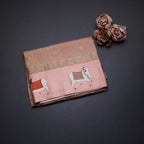 Pure Tussar Brownish Pink Saree With Zari Buttas And Printed Border