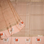 Pure Tussar Brownish Pink Saree With Zari Buttas And Printed Border