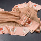 Pure Tussar Brownish Pink Saree With Zari Buttas And Printed Border
