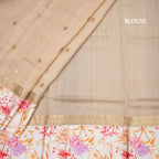 Pure Tussar Light Brown Saree With Zari Buttas And Printed Border