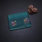 Pure Tussar Peacock Green Zari Worked Saree With Printed Border