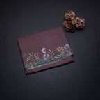 Pure Tussar Dark Brown Zari Worked Saree With Printed Border