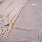 Linen Light Baby Pink Floral Printed saree