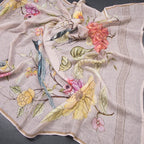 Linen Light Baby Pink Floral Printed saree