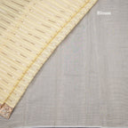 Organza Light Yellow Zari Stripes Saree With Thread Border