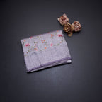 Banaras Lavender Zari With Floral Thread Work Saree