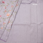 Banaras Lavender Zari With Floral Thread Work Saree