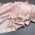 Tissue Banarasi Onion Pink Zari Stripes Saree With Floral Thread Work Blouse