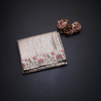 Banarasi Cream Zari Worked Saree With Thread Embroidered Border