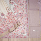 Katan Silk Cream Printed With Sequence Work Saree 03