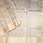 Tissue Gold Floral Thread Embroidered With Zari Border