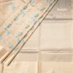 Tissue Gold Floral Thread Embroidered With Zari Border
