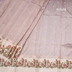 Semi Raw Silk Light Brown Saree With Zari Buttas And Printed Border