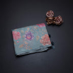Raw Silk Powder Blue Zari stripes Saree And Printed Sequence Work